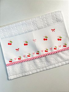 Toalhinha Cherry Rosa Lacinhos