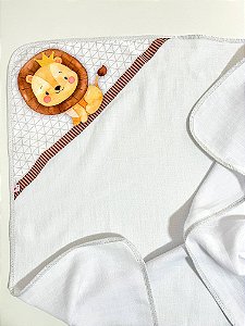 Toalha Fralda com Capuz Leãozinho