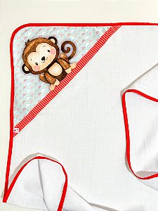 Toalha Fralda com Capuz Macaquinho