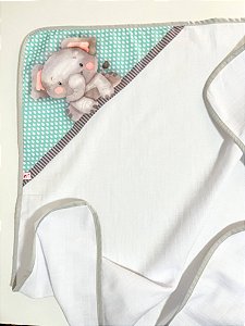 Toalha Fralda com Capuz Elefantinho