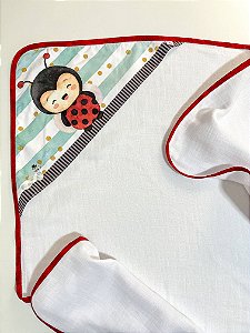 Toalha Fralda com Capuz Joaninha