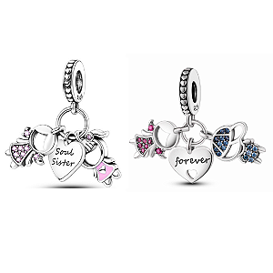 Berloque Irmãos em prata 925 para pulseira Pandora