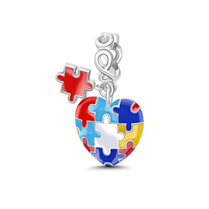 Pingente Berloque p/ Pandora e Vivara símbolo Autismo em prata 925