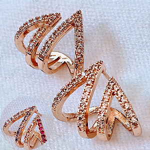Brinco Ear Cuff Cravejado Zircônias