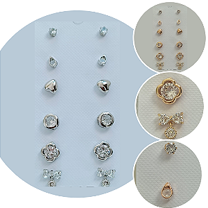 Kit Brincos Modelos Variados Zircônias