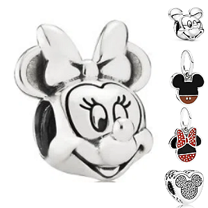 Berloque Mickey Minnie p/ Pandora | Prata