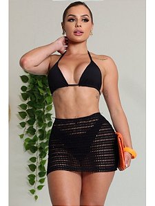 Saia Jenny Renda Preta