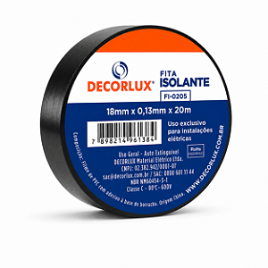 Fita Isolante PVC Antichama 18mm x 20m Preta 600V Decorlux FI0205