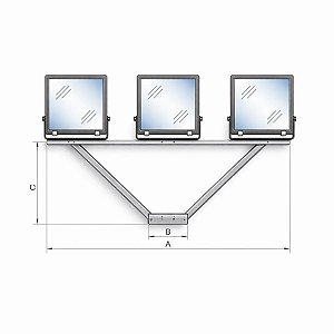 Cruzeta Linear Galvanizada a Fogo 1500mm 1.1/2" Para 3 Projetores ETCZ03GFL