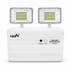 Luminária LED Emergência 2 Faróis 2.600 Lumens 6500k Bivolt MAX-0531