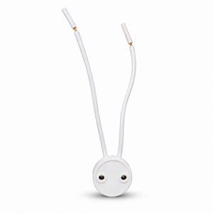 Soquete G13 com Rabicho para Lâmpada Tubular T8 Bivolt Branco Cerge 5614