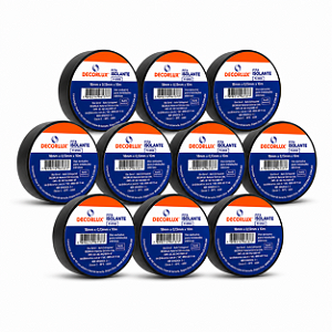 Kit 10 - Fita Isolante PVC Anti Chama Auto Extinguivel 10 Metros FI0105