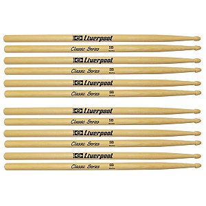 Baqueta de Bateria Liverpool Classic Series 5B Marfim 6 Pares