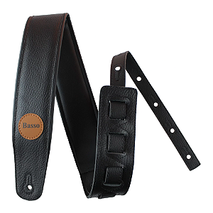 Correia Basso Em Couro Preto CLA 10 P/ Guitarra Violão Baixo