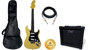 Kit PHX Guitarra Strato Creme C/ Bag Ampl. e Cabo ST-1PRCH