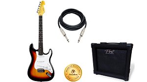 Kit PHX Guitarra Strato Sunburst C/ Ampl. e Cabo ST-1PRSB