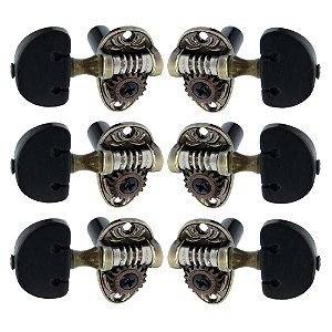 Tarraxa Violão Nylon Rozini Ouro Velho Pino Grosso 18 Dentes