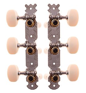 Tarraxa Violão Nylon Rozini Cromado Pino Grosso Botão Claro