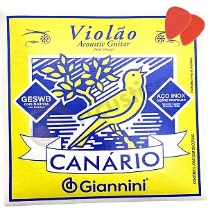 Encordoamento Violão Aço Inox Jogo C/6 Giannini Canario