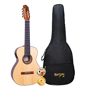 Violão Nylon 7 Cordas Elétrico Rozini Rx720 Brilhante Com Bag