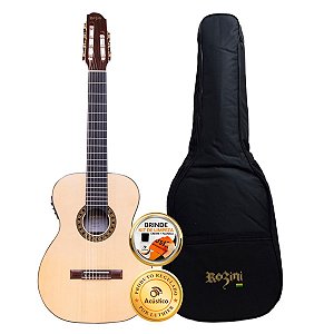 Violão Elétrico Nylon Rozini 7 Cordas Premium com Bag Rx720