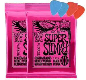 2 Jogos Encordoamento Ernie Ball Guitarra 09 Super Slinky