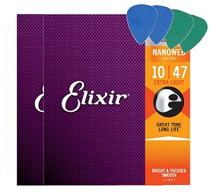 2 Jogos Encordoamento Elixir Cordas Violão Aço 0.10 Light