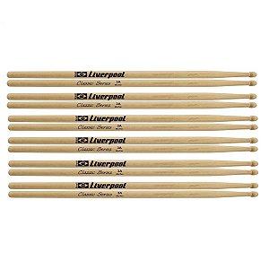 Kit Baquetas de Bateria Liverpool Classic 3A Marfim 6 par