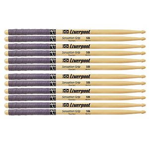 Baqueta De Bateria Liverpool Sensation Grip 5B Marfim 6 Pares