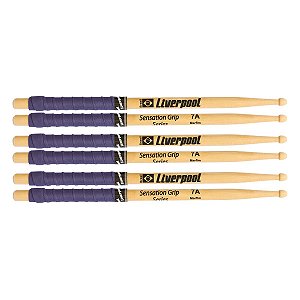 Baqueta de Bateria Liverpool Sensation Grip 7A Marfim 3 Pares