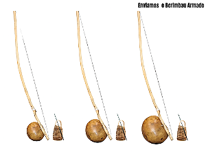 Kit Berimbau Biriba Original Cabaça Viola Média Gunga 3 un