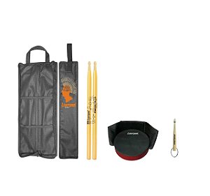 Kit Baqueta de Bateria Liverpool Bag + Chaveiro + Pad Estudo