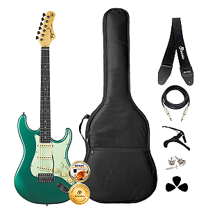 Kit Guitarra Stratocaster Tagima TG-500 Surf Green Completo