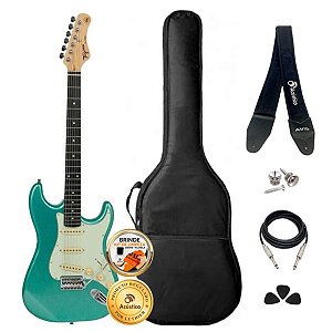 Kit Guitarra Stratocaster Tagima Surf Green Tg-500 Completo