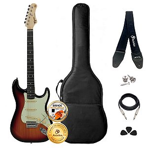 Kit Guitarra Stratocaster Tagima Sunburst Tg-500 Completo