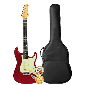 Kit Guitarra Stratocaster Tagima TG-500 Candy Apple Com Capa