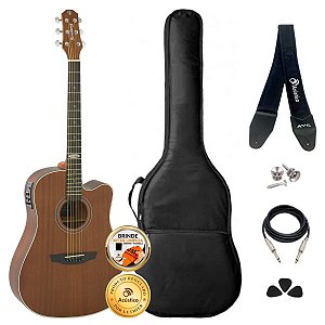 Kit Violão Elétrico Strinberg SD200C Folk Mogno Completo