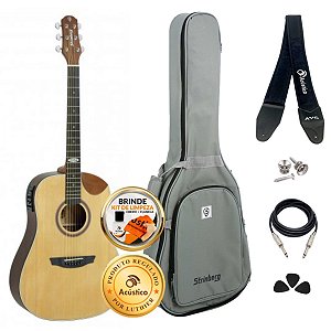 Kit Violão Strinberg SD201HC Elétrico Folk Natural Completo