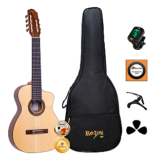 Kit Violão 7 Cordas Nylon Rozini Rx721 Acústico Completo
