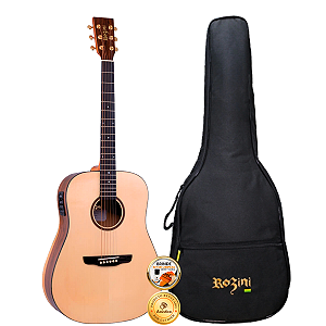 Violão Profissional Folk Rozini Rx321 Ativo Brilhante Com Bag