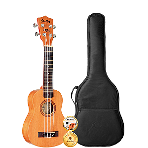Kit Ukulele Soprano Elétrico Shelby Profissional Em Mogno Capa