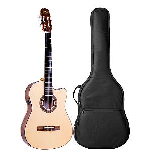 Kit Violão Elétrico Nylon Rozini Flat P.Brasil Rx515 Capa