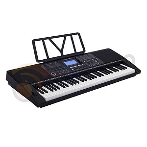 Teclado Musical Yamaha 61 Teclas Preto PSR F52 Suporte Capa - O