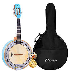 Kit Banjo Rozini Elétrico RJ11 Caixa Larga Azul Com Capa
