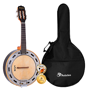 Kit Banjo Rozini Elétrico RJ11 Caixa Larga Preto Com Capa