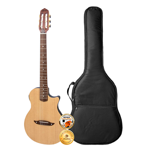 Kit Violão Elétrico Nylon Giannini Brasil Stage Maciço Capa