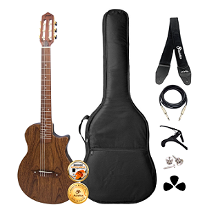 Kit Violão Elétrico Nylon Giannini Stage Maciço Completo