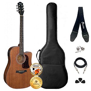 Kit Violão Elétrico Aço Shelby Folk Cutaway Fosco Completo