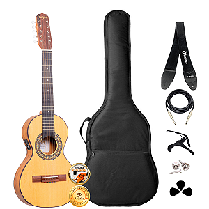 Kit Viola Caipira Rozini Elétrica Ponteio Marfim Rv151 Completo