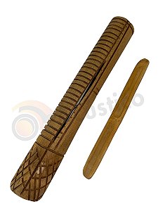 Reco Reco Profissional Grande Em Bambu Com Baqueta Artesanal